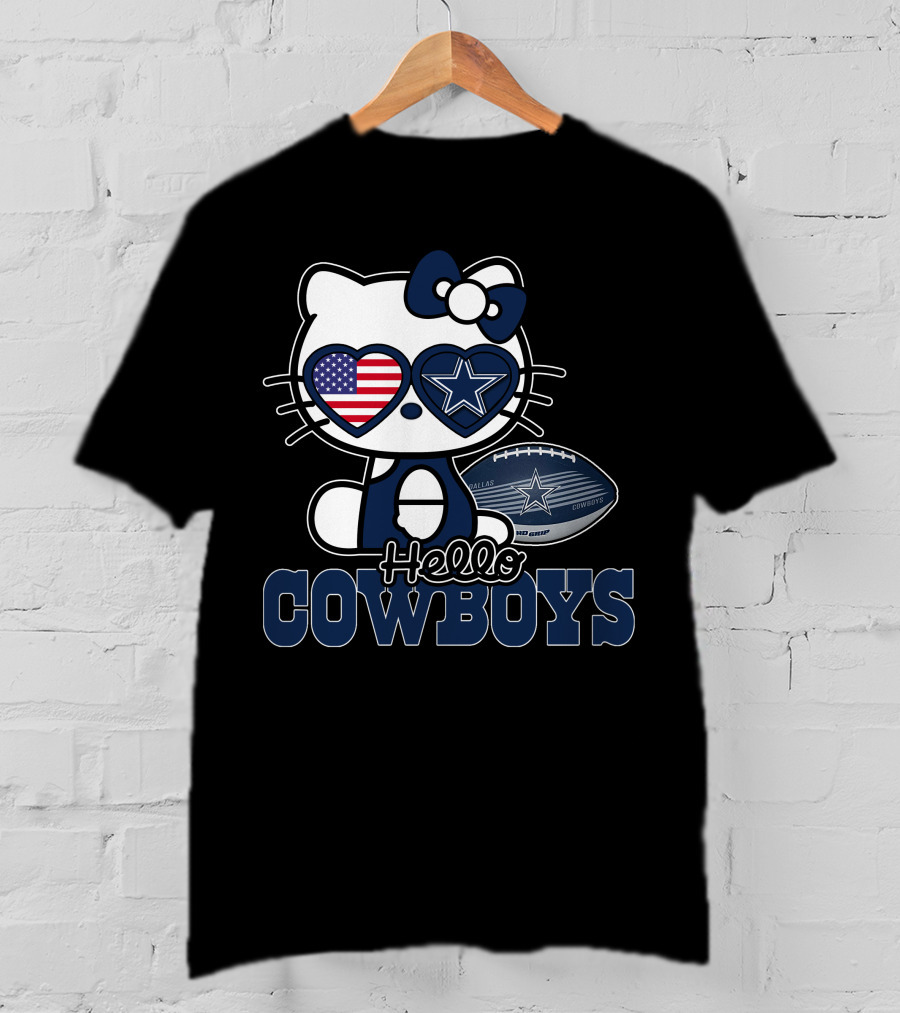 Hello Kitty Dallas Cowboys Usa Flag Football T-Shirt