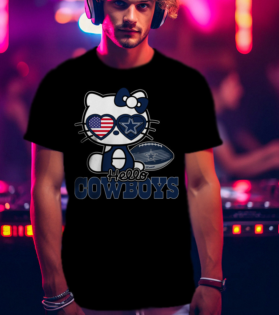 Hello Kitty Dallas Cowboys Usa Flag Football T-Shirt