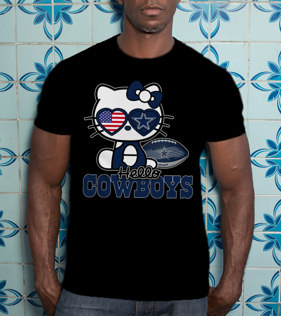Hello Kitty Dallas Cowboys Usa Flag Football T-Shirt