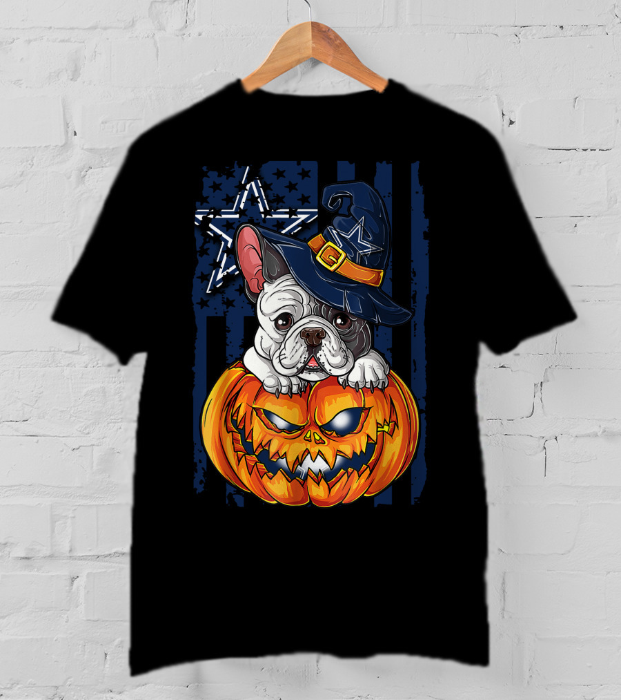 Hlw Bulldog Dallas Cowboys Halloween Pumpkin T-Shirt