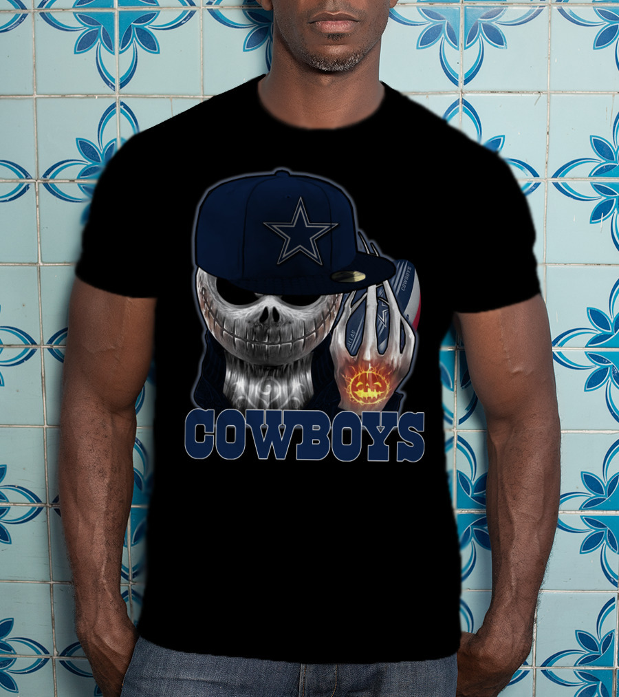 Jackskull Cowboys Halloween Football T-Shirt