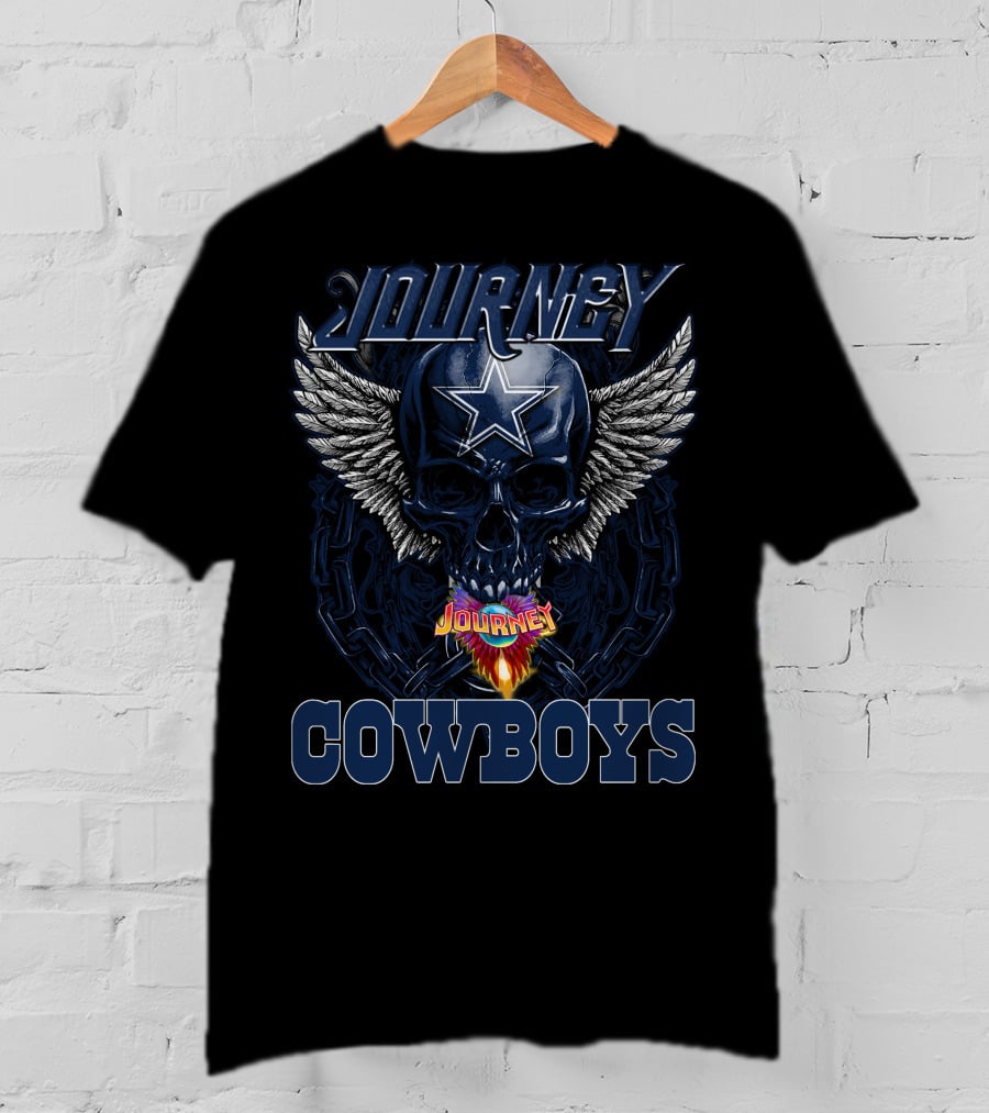 Journey Cowboys Dallas Cowboys Skull Wings Star T-Shirt
