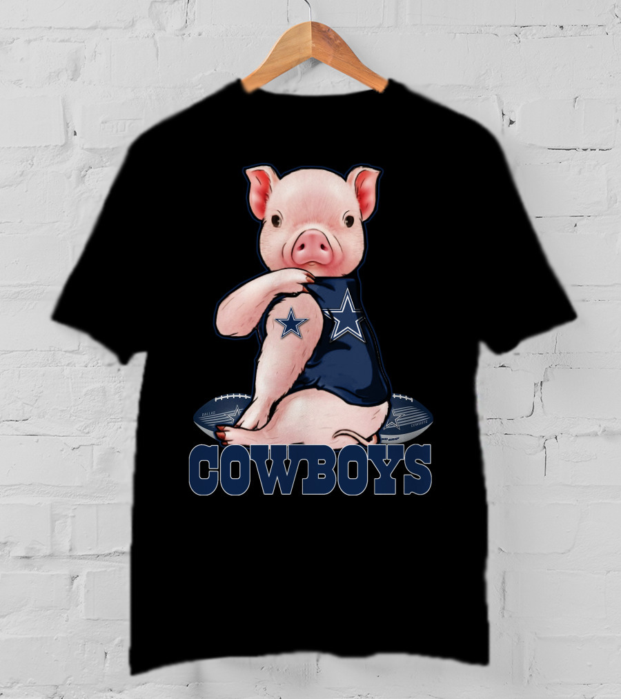 Pig With Dallas Cowboys Football Team Logo And Stars T-Shirt