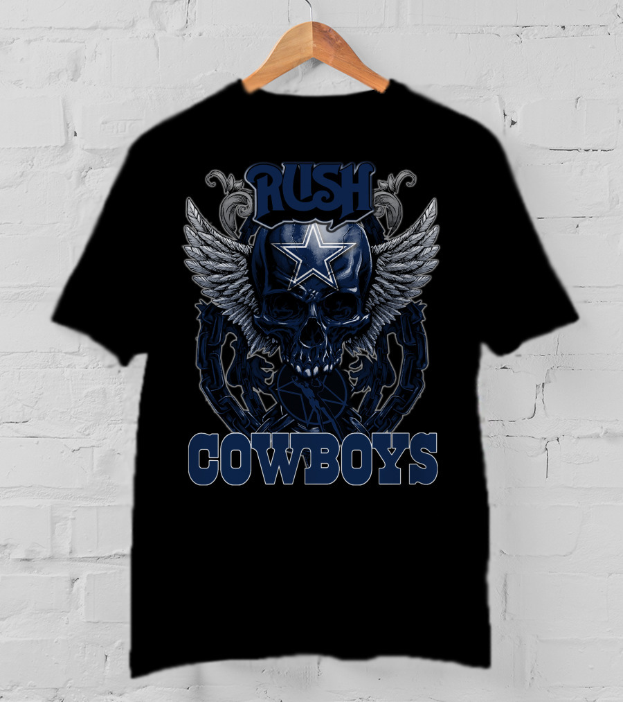 Rush Dallas Cowboys Skull Wings Star T-Shirt
