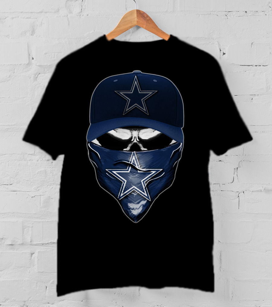 Skull V6 Dallas Cowboys Star Emblem Hat And Bandana T-Shirt