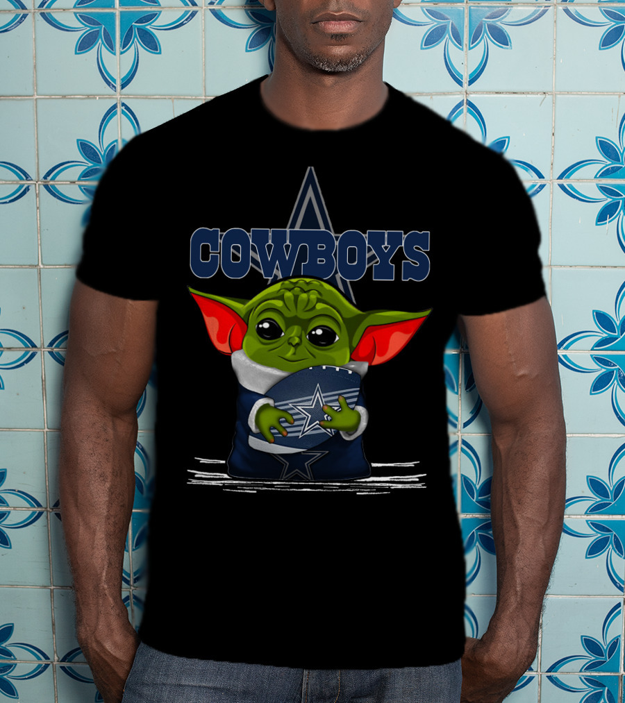 Cowboys Yoda Holding Football T-Shirt