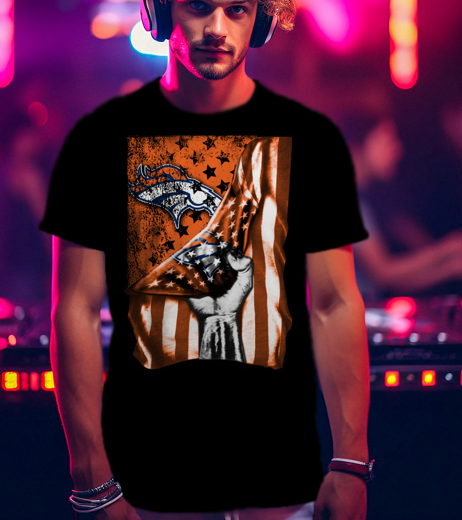 Flag Denver Broncos Stars And Stripes Fist T-Shirt
