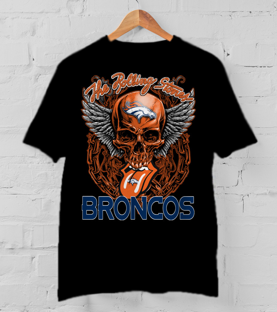 The Rolling Stones Denver Broncos Skull Wings T-Shirt