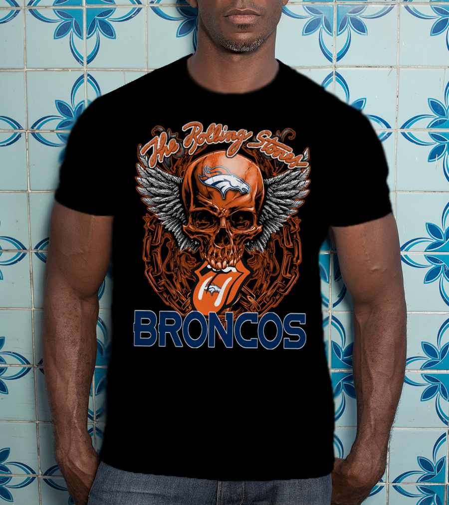 The Rolling Stones Denver Broncos Skull Wings T-Shirt