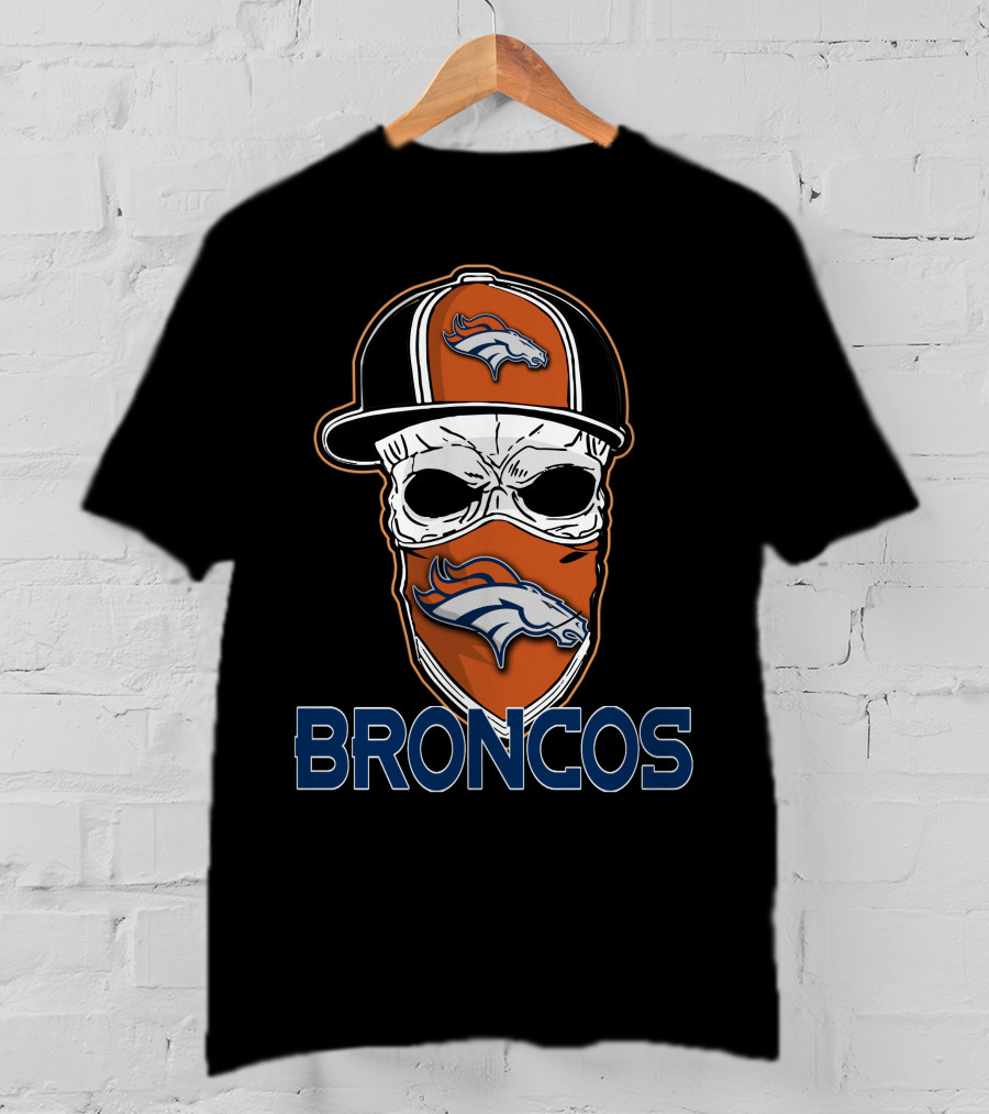 Broncos Skull Cap And Bandana With Denver Broncos T-Shirt