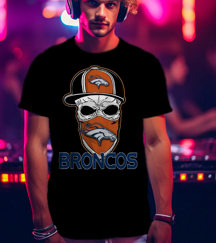 Broncos Skull Cap And Bandana With Denver Broncos T-Shirt