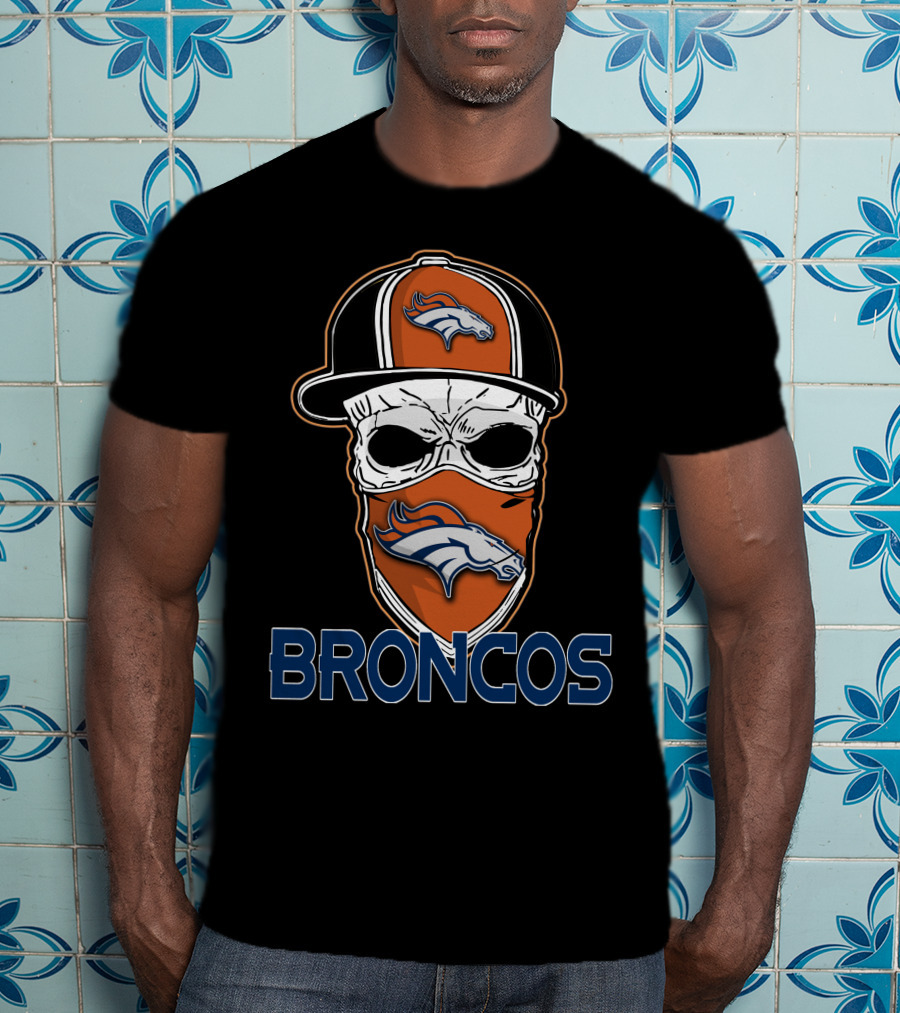 Broncos Skull Cap And Bandana With Denver Broncos T-Shirt