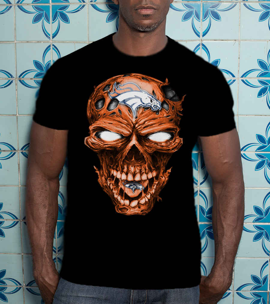 Skull Denver Broncos NFL Logo Horror T-Shirt