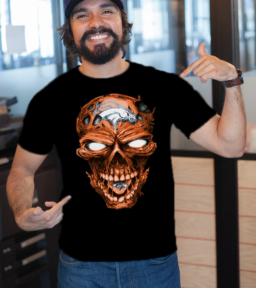 Skull Denver Broncos NFL Logo Horror T-Shirt