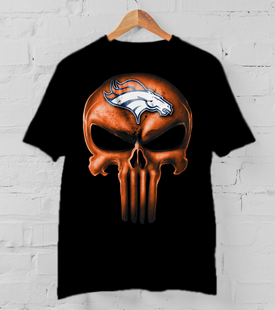 Skull Denver Broncos Logo Fusion T-Shirt