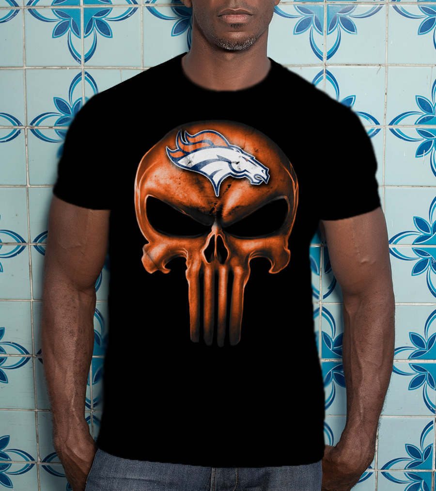 Skull Denver Broncos Logo Fusion T-Shirt