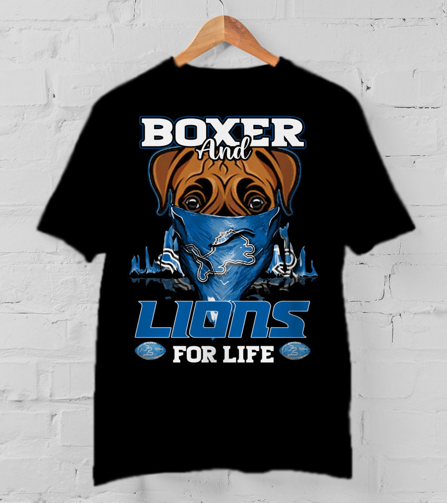 Boxer And Lions For Life DETROIT LIONS T-Shirt
