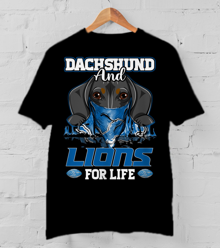 Dachshund And Lions For Life DETROIT LIONS T-Shirt
