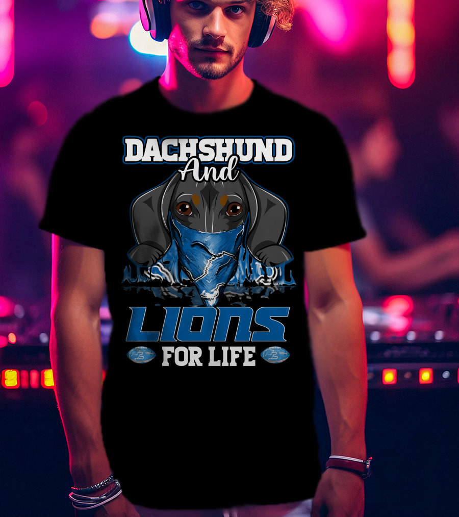 Dachshund And Lions For Life DETROIT LIONS T-Shirt