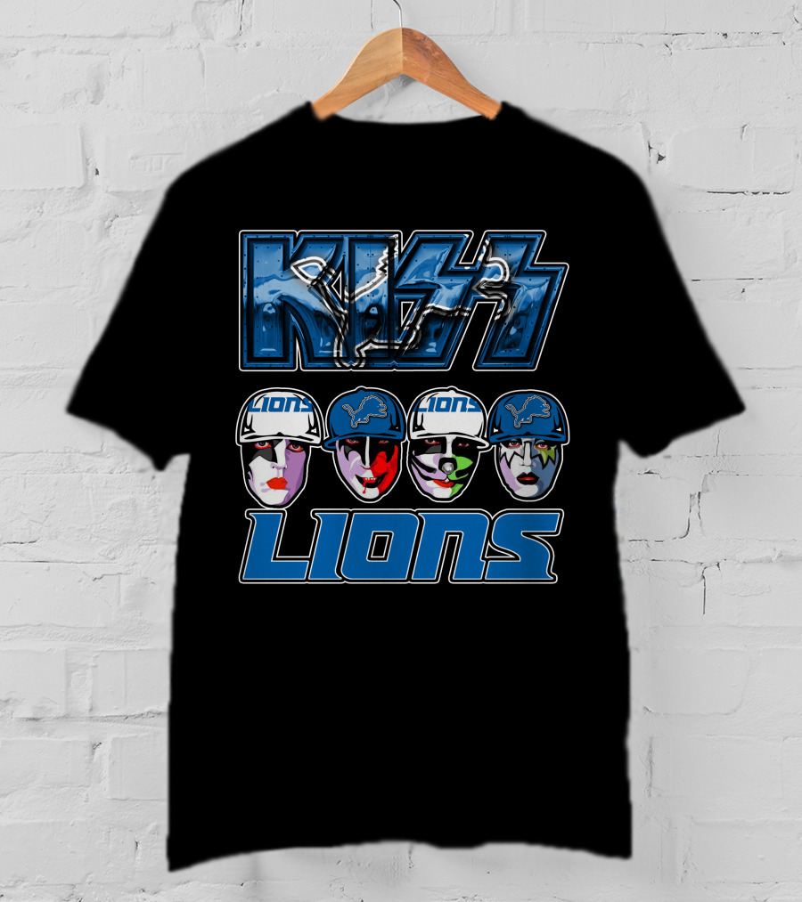 Kiss Detroit Lions Logo Facepaint T-Shirt