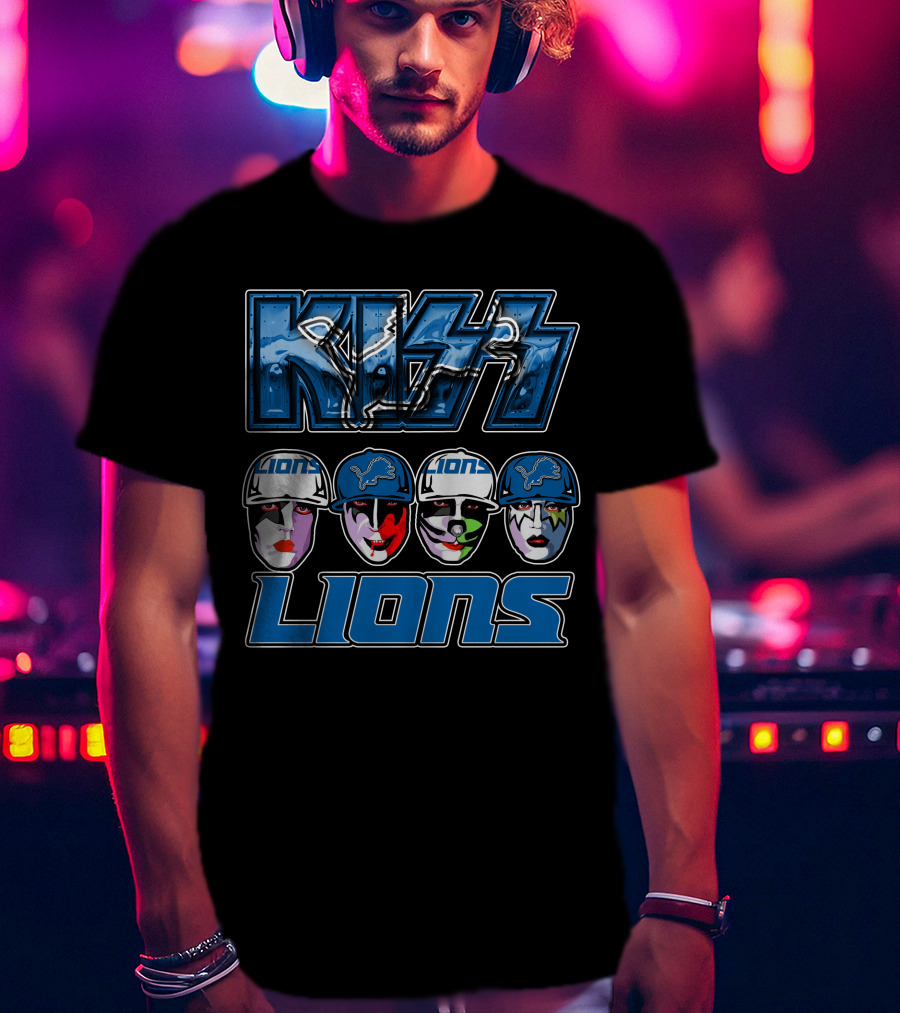 Kiss Detroit Lions Logo Facepaint T-Shirt