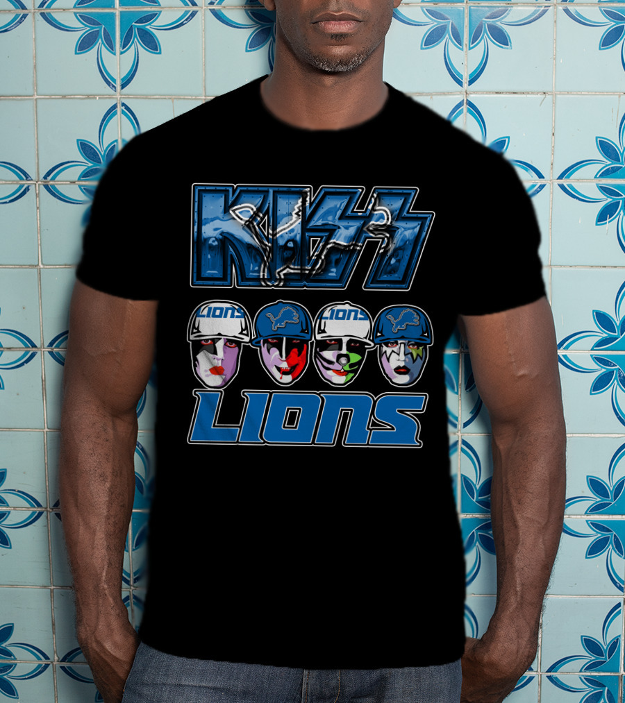 Kiss Detroit Lions Logo Facepaint T-Shirt
