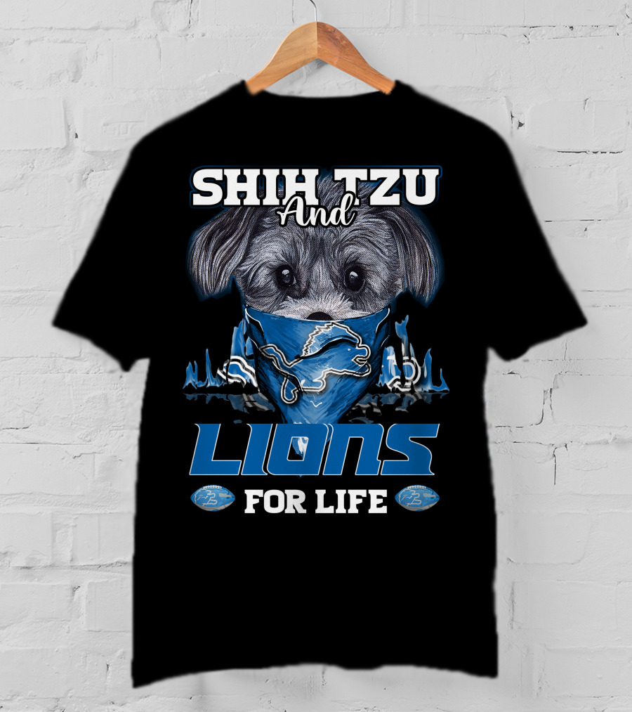 Shih Tzu And Lions For Life Detroit T-Shirt
