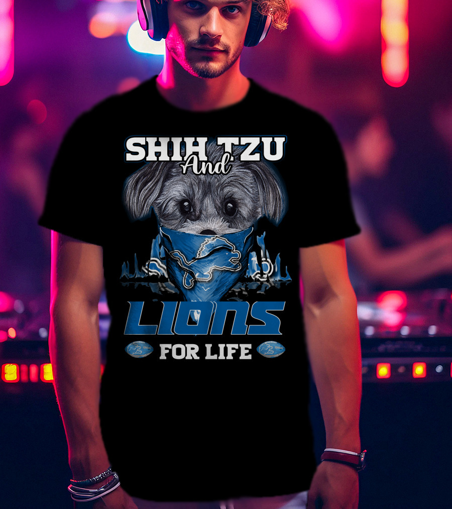 Shih Tzu And Lions For Life Detroit T-Shirt
