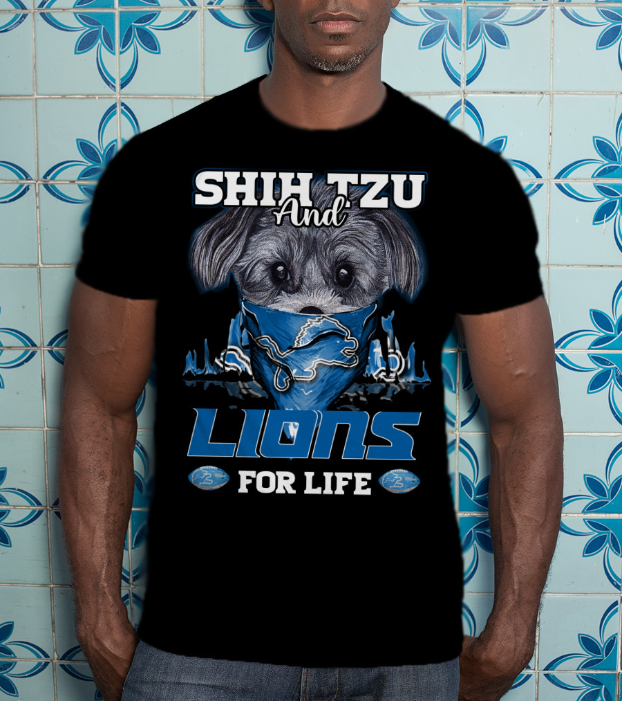 Shih Tzu And Lions For Life Detroit T-Shirt