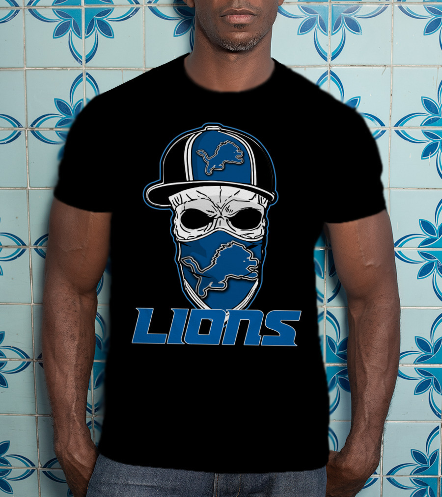Skull Hat Lions Detroit Lions T-Shirt
