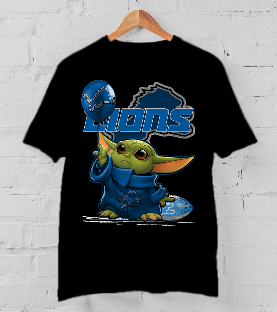 Yoda Detroit Lions Football Balloon T-Shirt