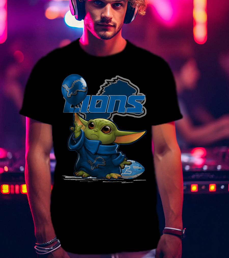 Yoda Detroit Lions Football Balloon T-Shirt
