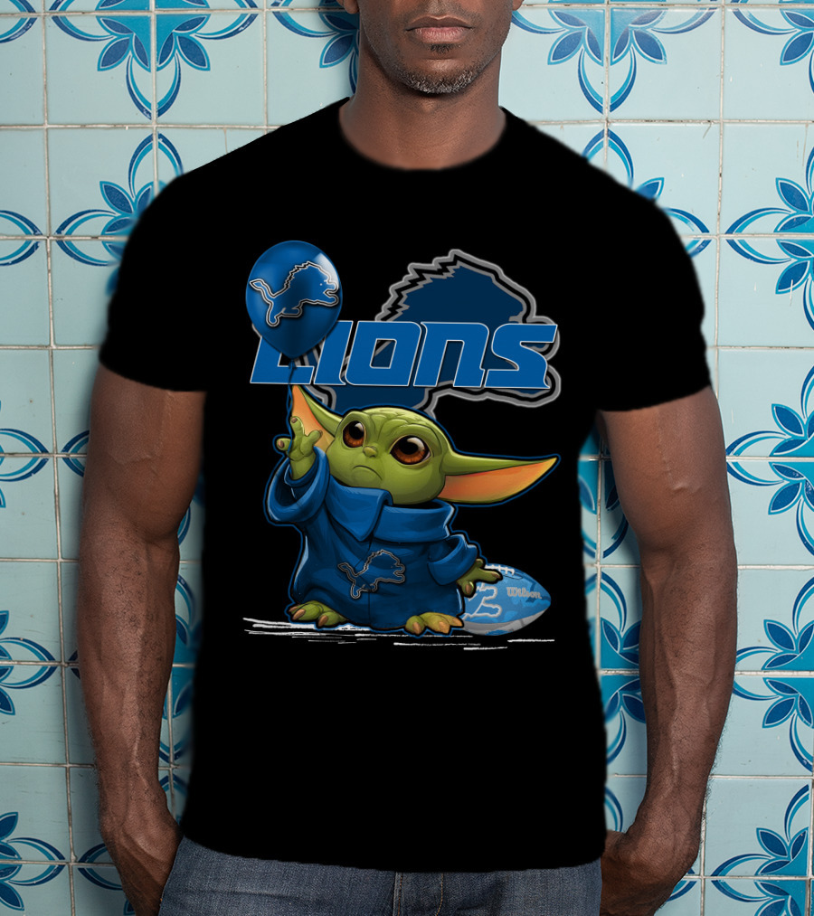 Yoda Detroit Lions Football Balloon T-Shirt