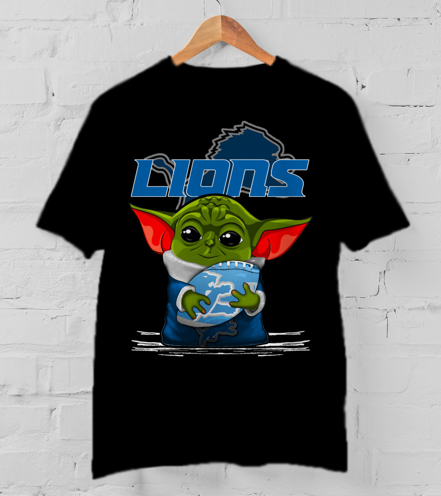 LIONS Yoda Football Fan Art DETROIT Football Team T-Shirt