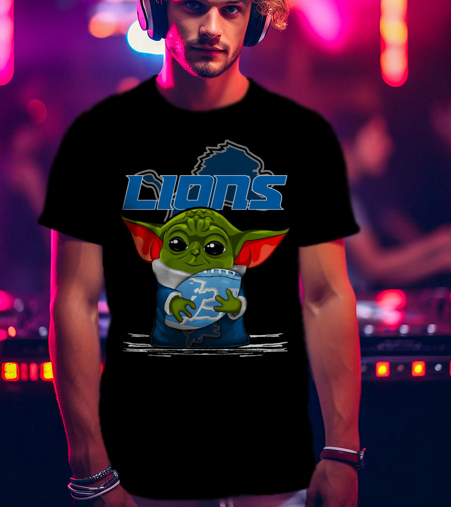 LIONS Yoda Football Fan Art DETROIT Football Team T-Shirt