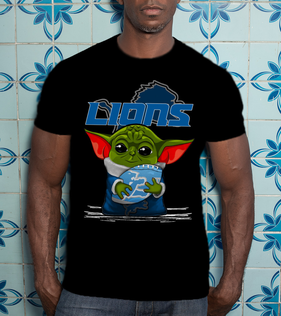 LIONS Yoda Football Fan Art DETROIT Football Team T-Shirt