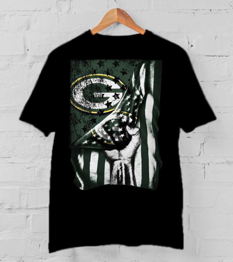 Flag Green Bay Packers Stars And Stripes Fist T-Shirt