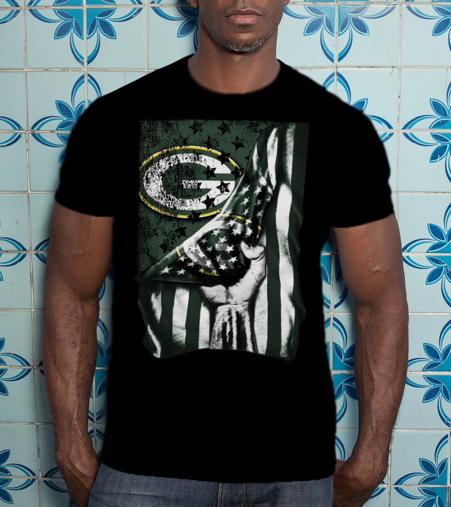 Flag Green Bay Packers Stars And Stripes Fist T-Shirt