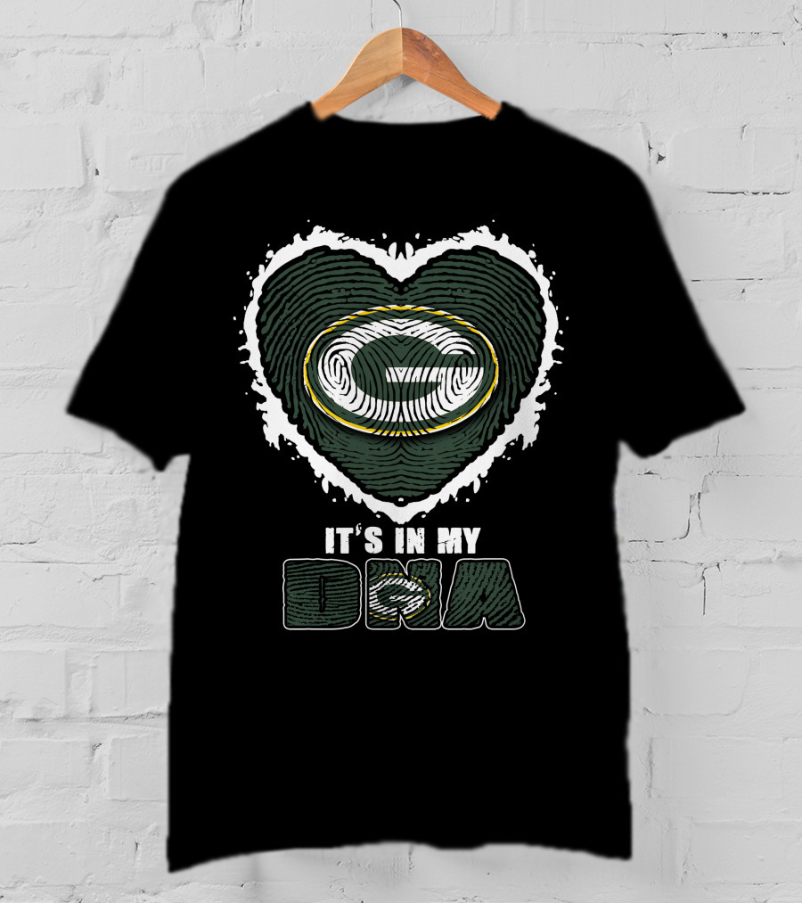 It's In My DNA Green Bay Packers Heart Fingerprint T-Shirt