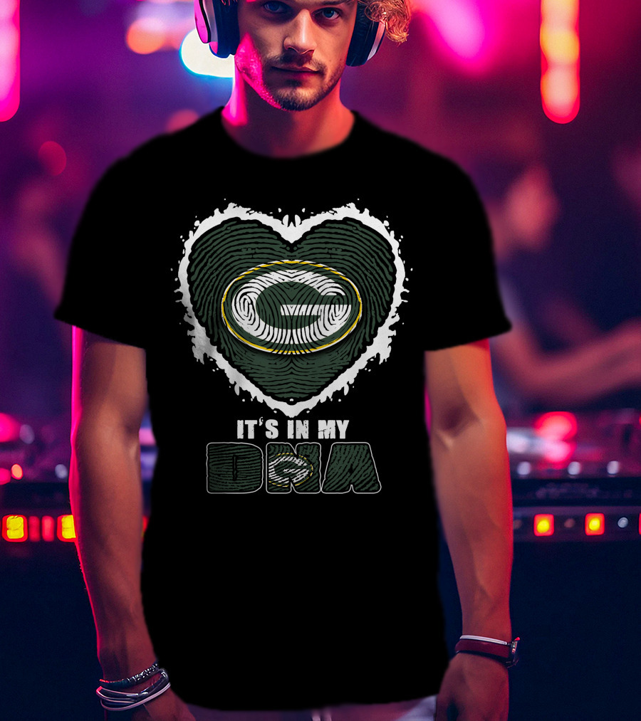 It's In My DNA Green Bay Packers Heart Fingerprint T-Shirt