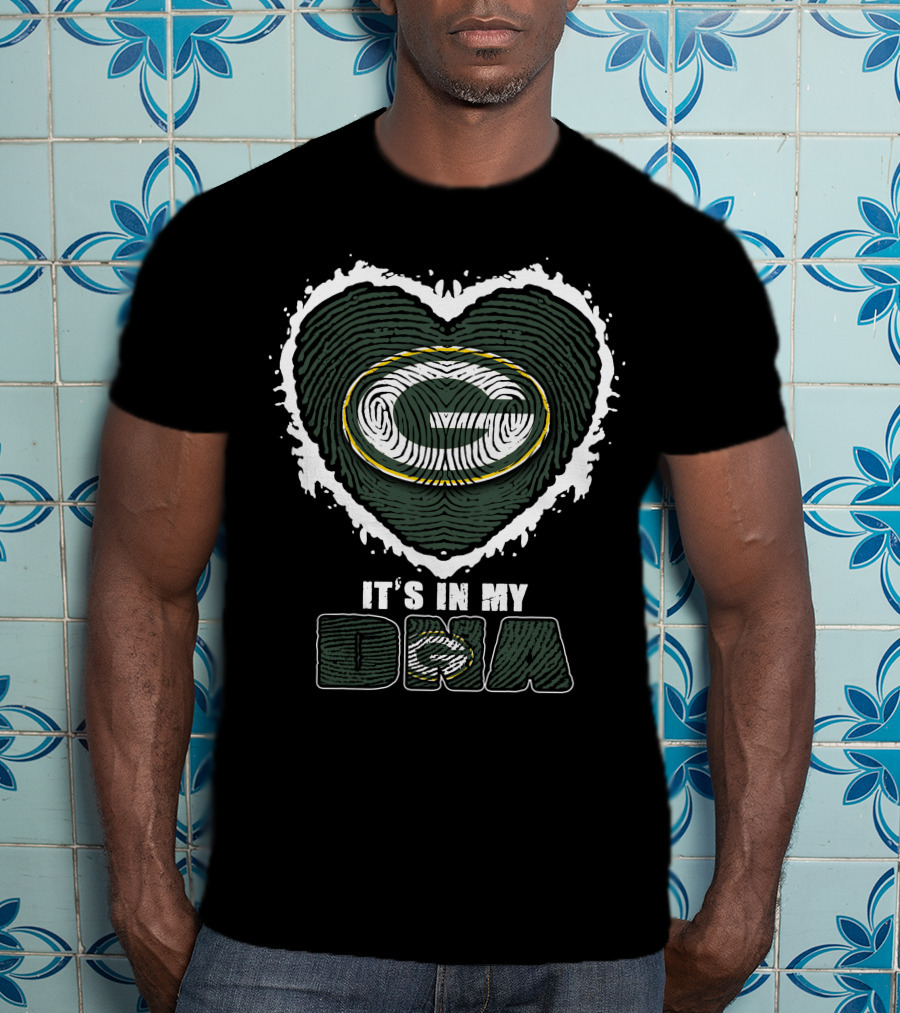 It's In My DNA Green Bay Packers Heart Fingerprint T-Shirt