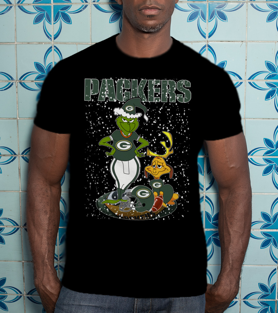 Grinch Packers Christmas Football Green Bay T-Shirt