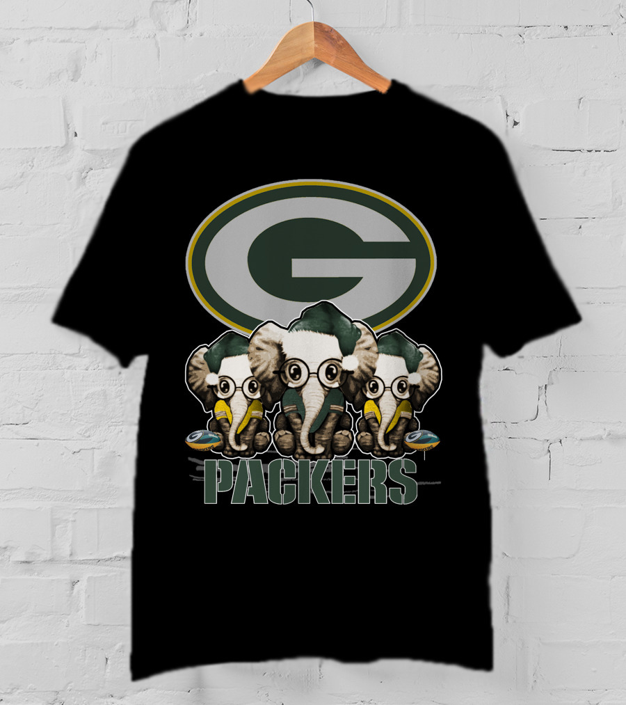 Green Bay Packers Elephants Trio Christmas T-Shirt