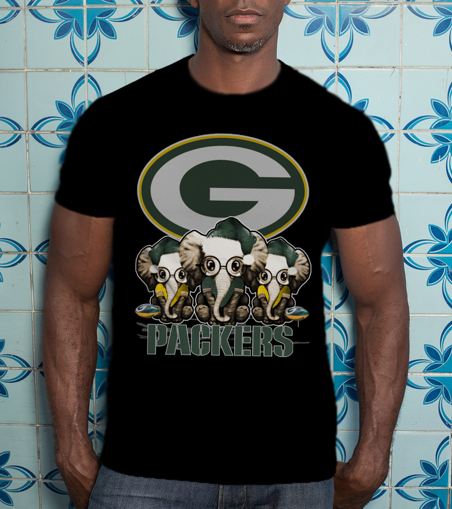 Green Bay Packers Elephants Trio Christmas T-Shirt