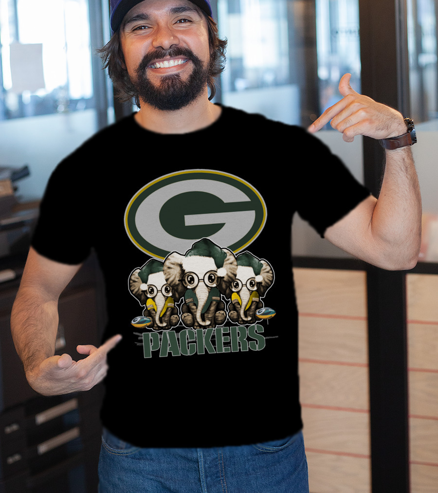 Green Bay Packers Elephants Trio Christmas T-Shirt