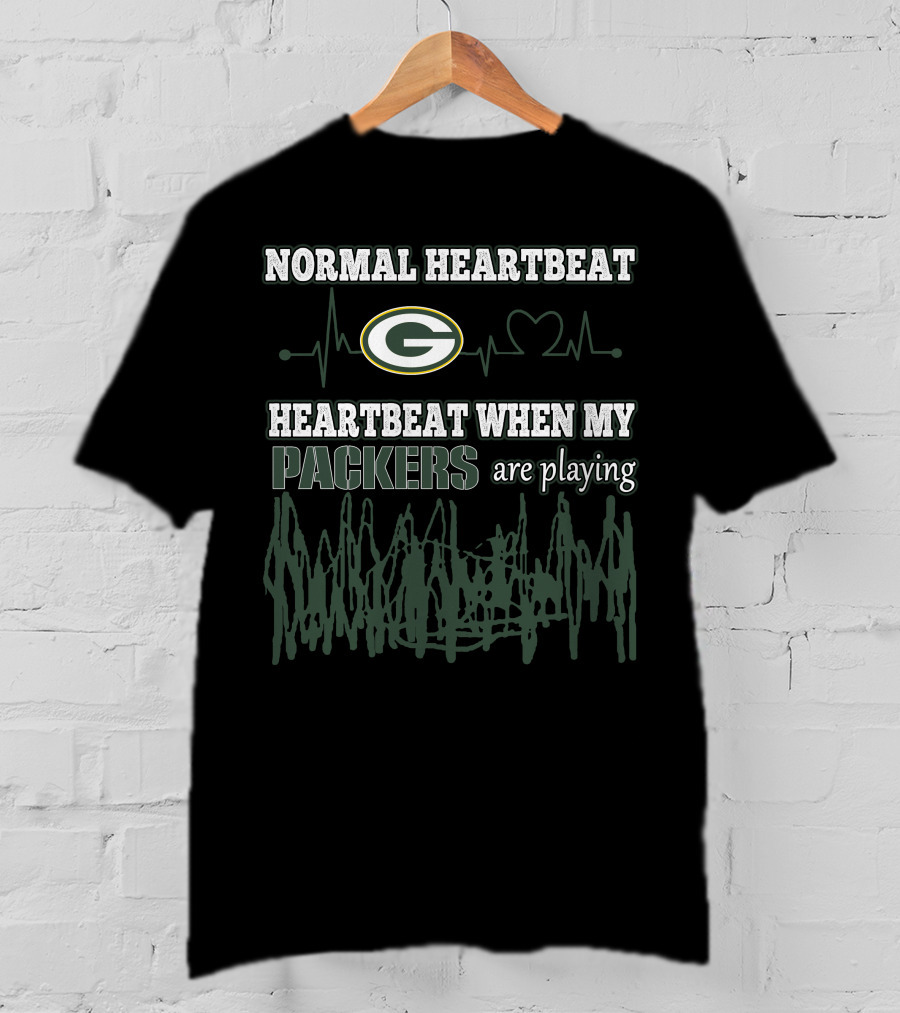 Normal Heartbeat Heartbeat When My Packers Are Playing Green Bay Packers T-Shirt