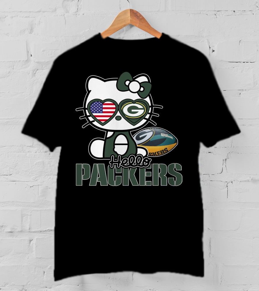 Hello Kitty Green Bay Packers USA Football Fan T-Shirt