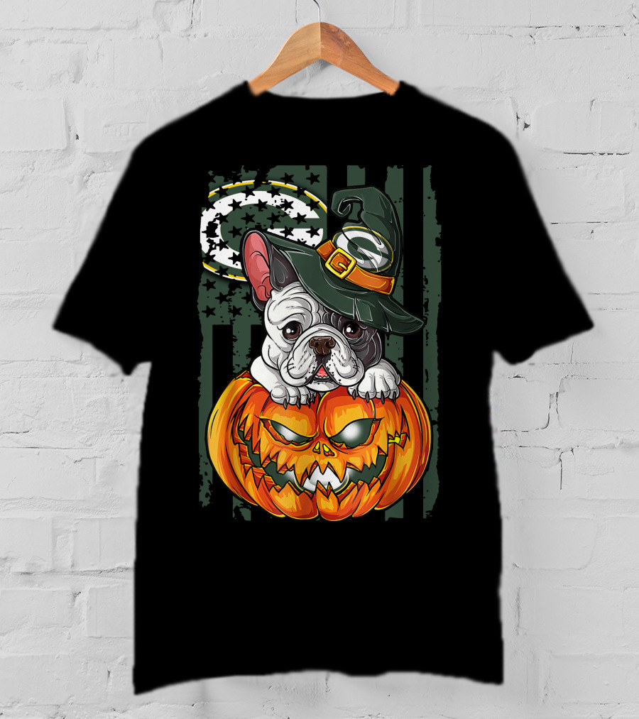 Hlw Bulldog Green Bay Packers Halloween Pumpkin Wizard Hat T-Shirt