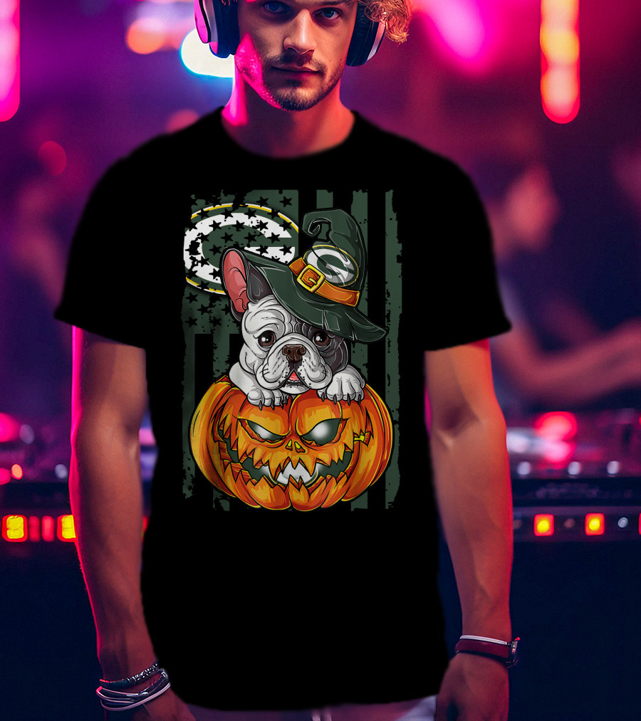 Hlw Bulldog Green Bay Packers Halloween Pumpkin Wizard Hat T-Shirt