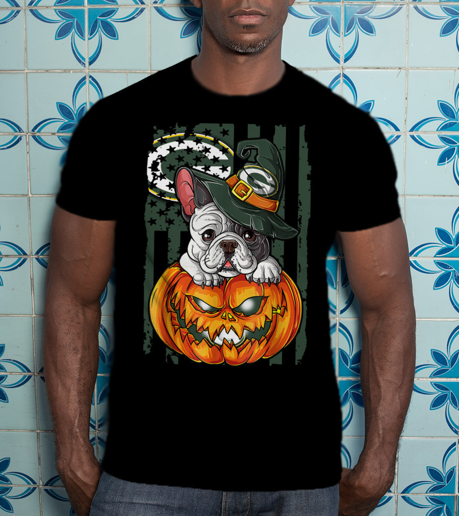 Hlw Bulldog Green Bay Packers Halloween Pumpkin Wizard Hat T-Shirt